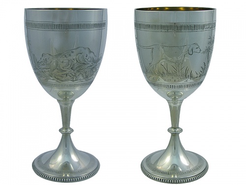 Pair of  Victorian Silver Goblets 1874